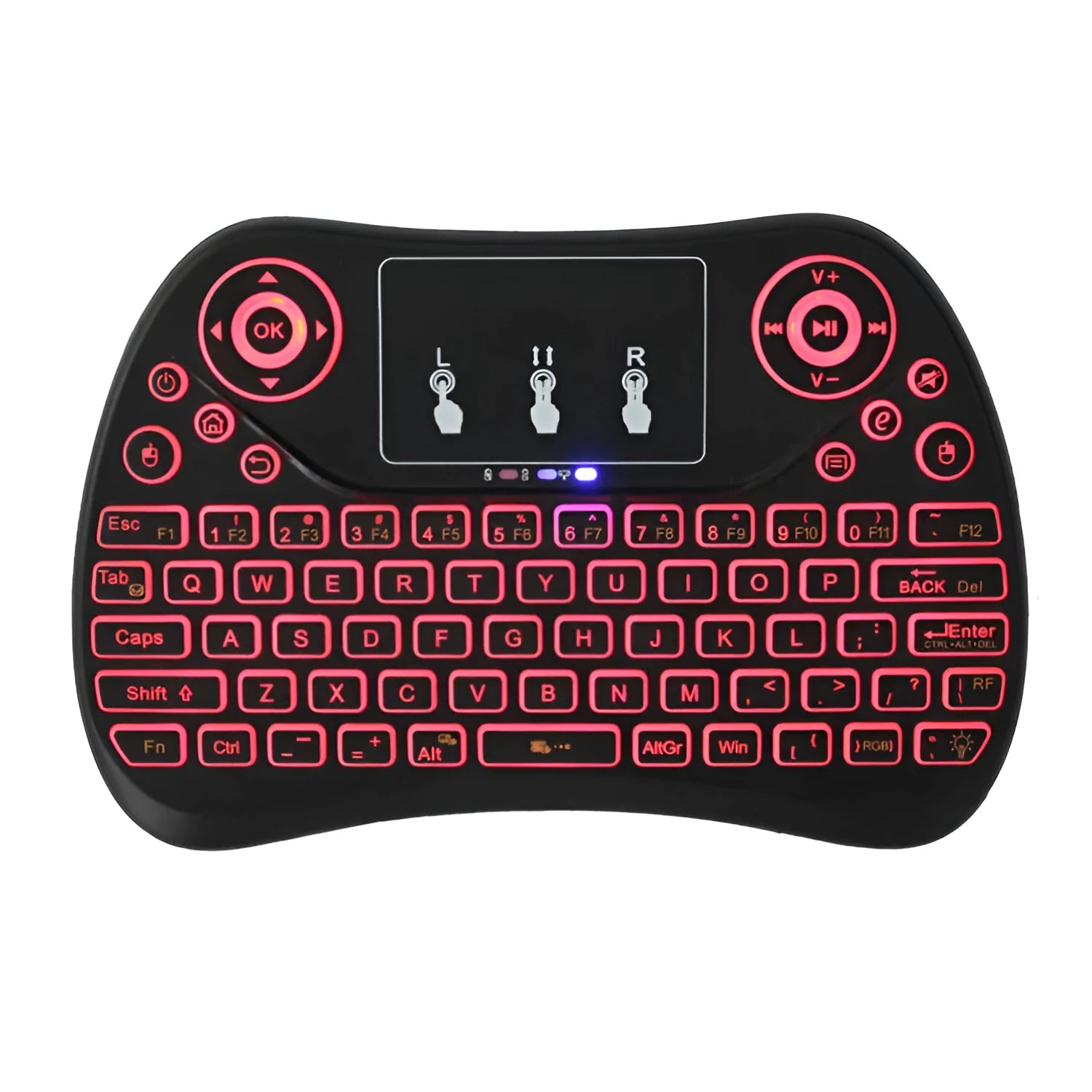 Mini touch keyboard with seven-color backlight and 2.4G wireless USB interface