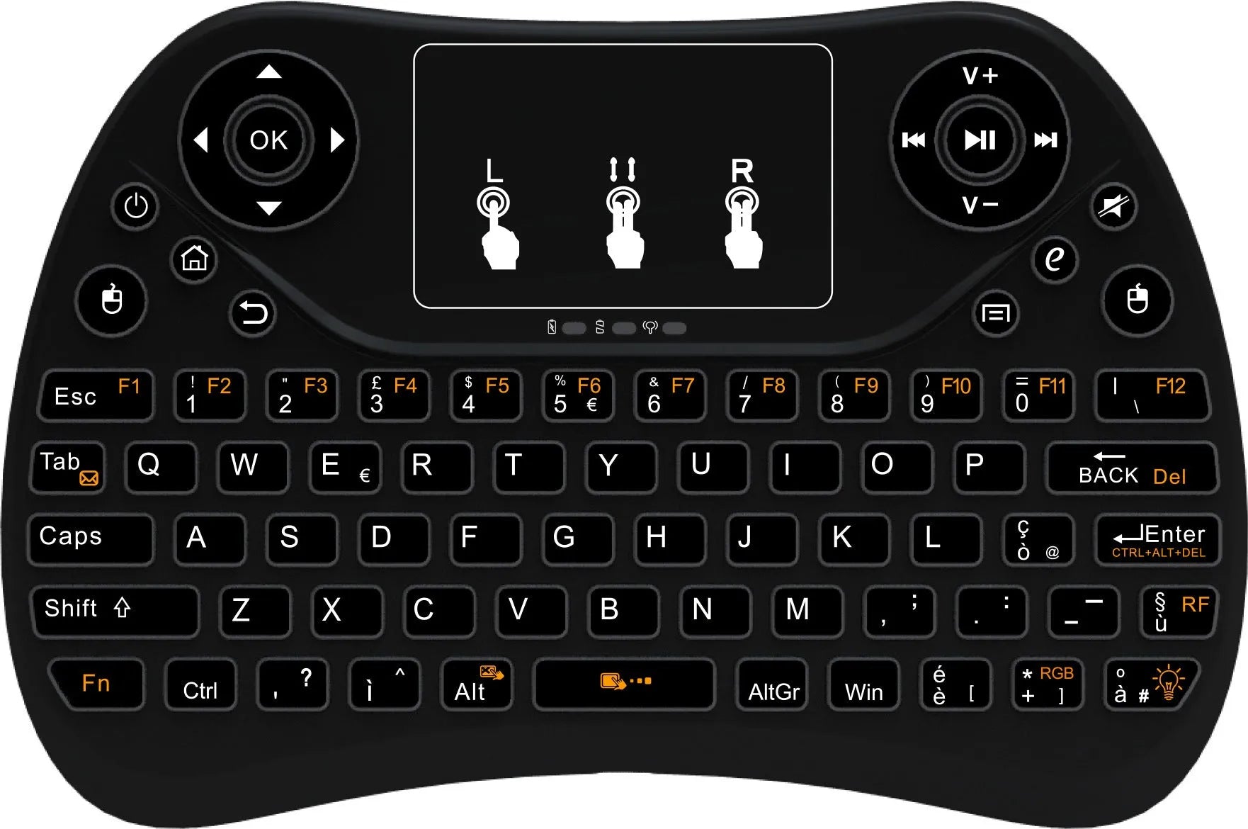 Mini touch keyboard with seven-color backlight and 2.4G wireless USB interface