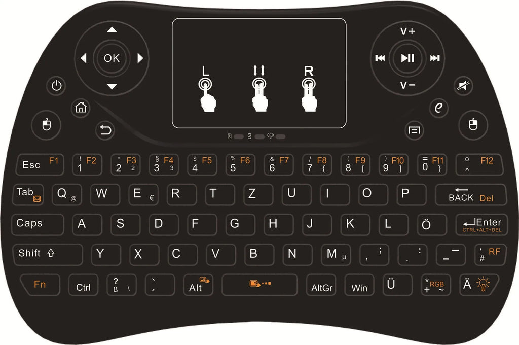 Mini touch keyboard with seven-color backlight and 2.4G wireless USB interface