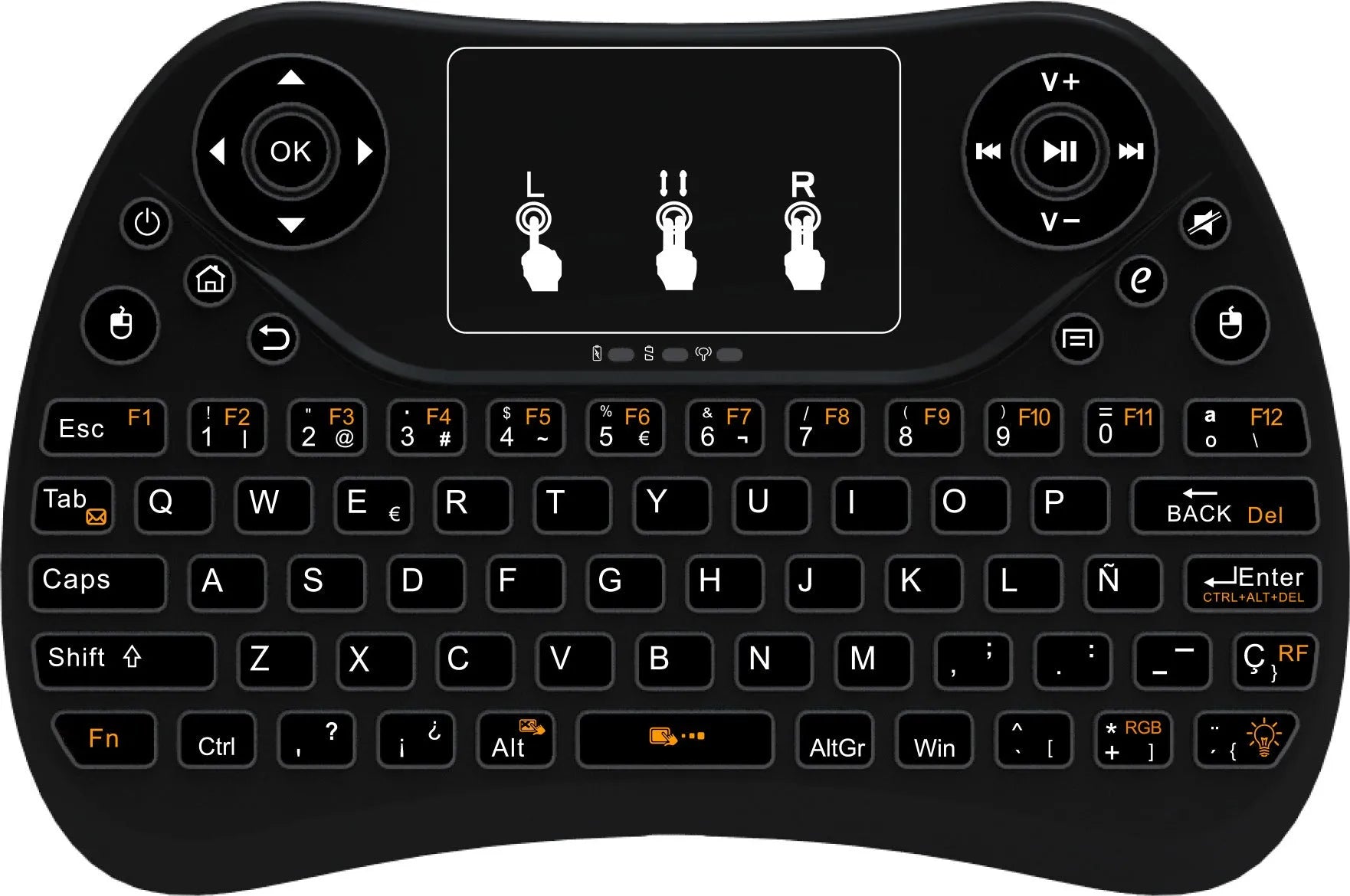 Mini touch keyboard with seven-color backlight and 2.4G wireless USB interface