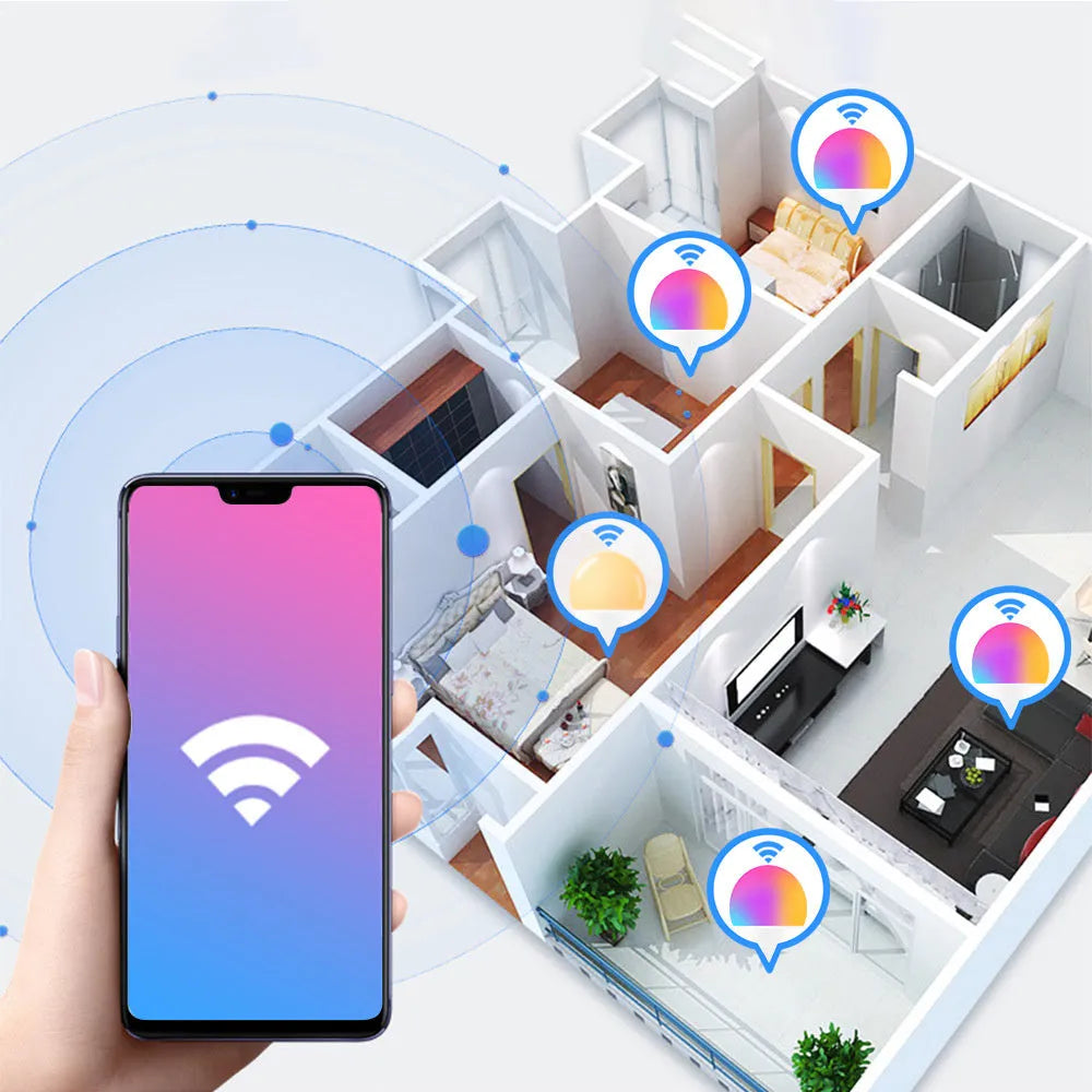 15W WiFi smart light bulb with E27 and B22 base options for RGB and white lighting
