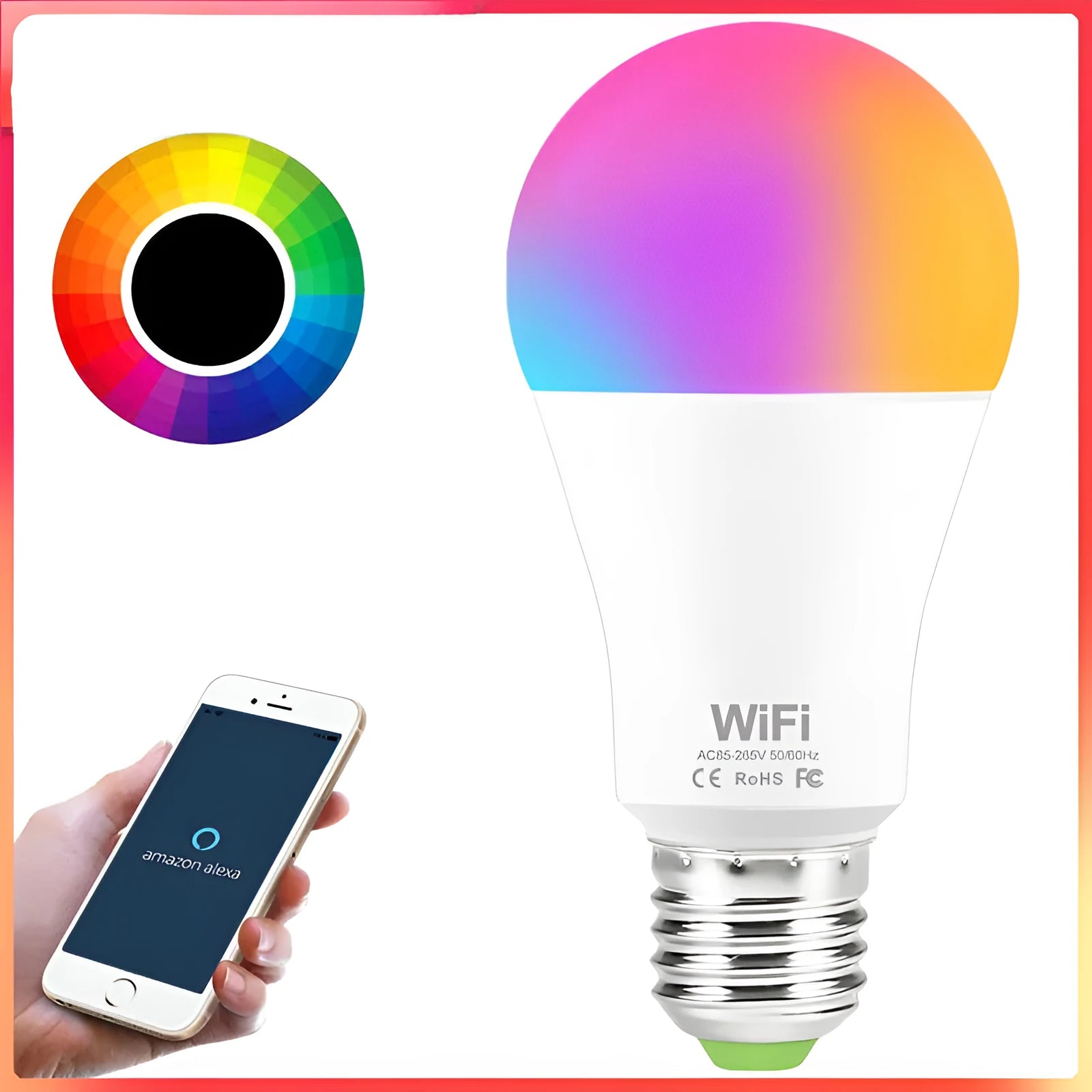 15W WiFi smart light bulb with E27 and B22 base options for RGB and white lighting