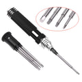 Four-piece hexagon socket screwdriver set with four separate bits and aluminium handle for aeromodelling