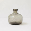 Grey geometric bubble glass vase with stained glass construction and electric pigment finish