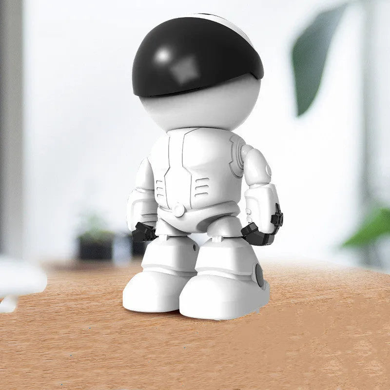 Silver remote HD night vision robot security camera with 355° rotation capability