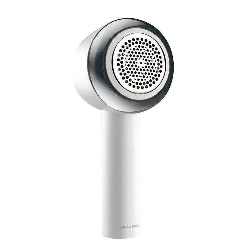 White rechargeable clothes shaver for removing pills from jerseys with 3W motor and compact design