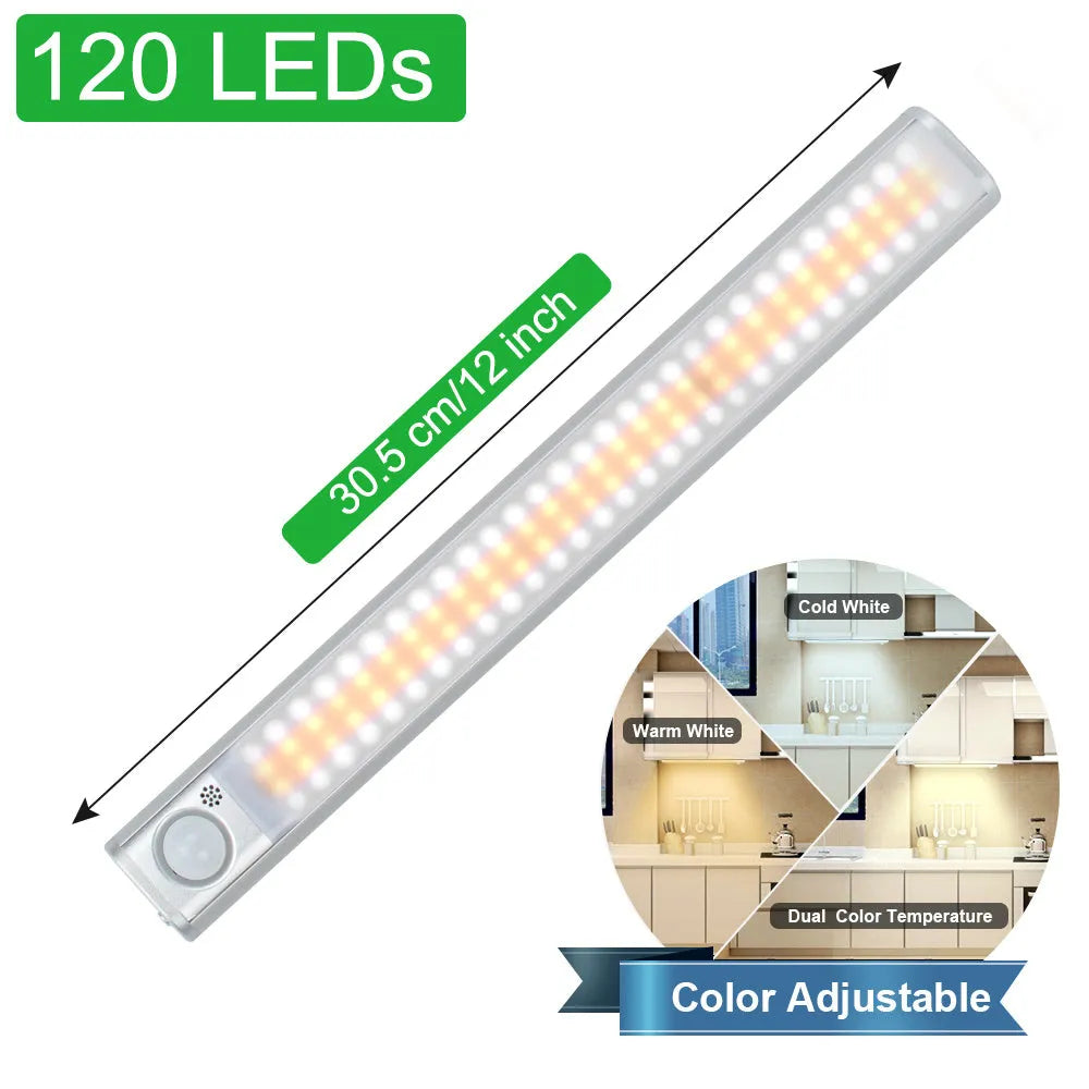 USB rechargeable aluminium alloy cabinet light with motion sensor for wardrobes and cupboards