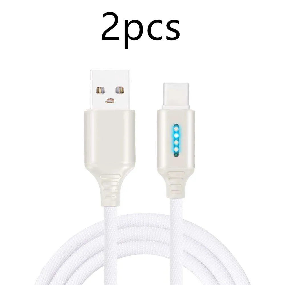 Fabric weave USB fast charging cable in black, 1 metre length for Android iPhone Type-C devices