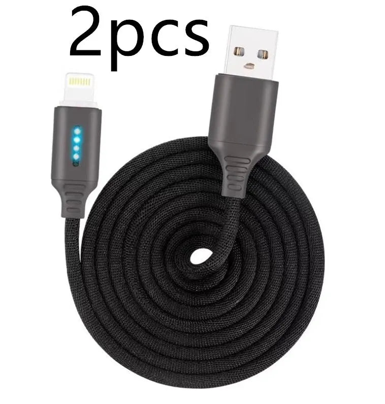 Fabric weave USB fast charging cable in black, 1 metre length for Android iPhone Type-C devices