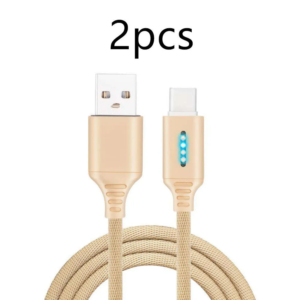 Fabric weave USB fast charging cable in black, 1 metre length for Android iPhone Type-C devices