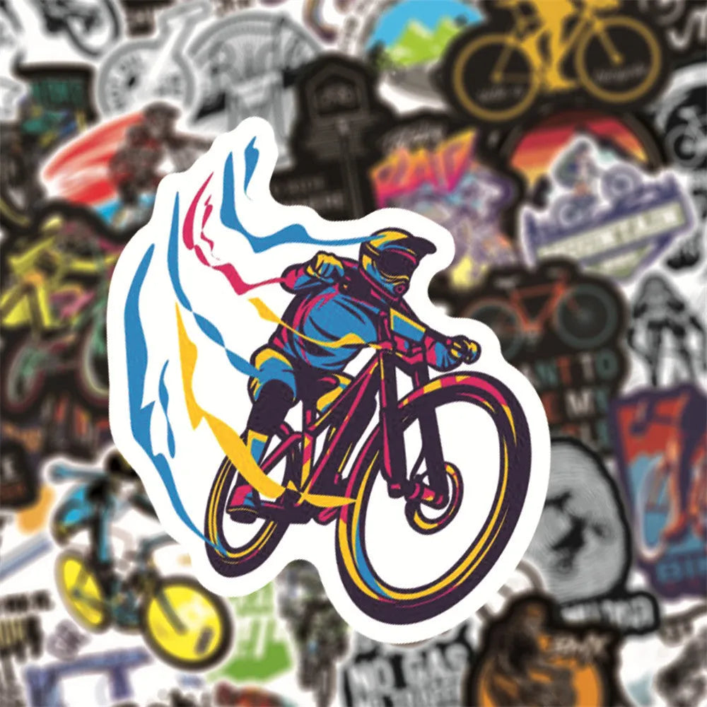 Pack of self-adhesive bicycle doodle stickers for mountain bike and MTB customisation.