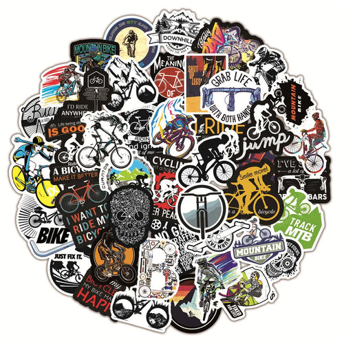 Pack of self-adhesive bicycle doodle stickers for mountain bike and MTB customisation.
