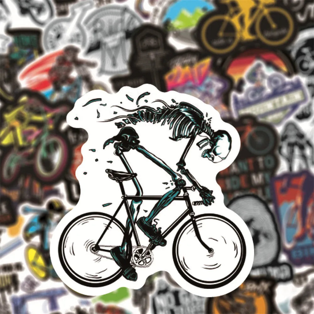 Pack of self-adhesive bicycle doodle stickers for mountain bike and MTB customisation.