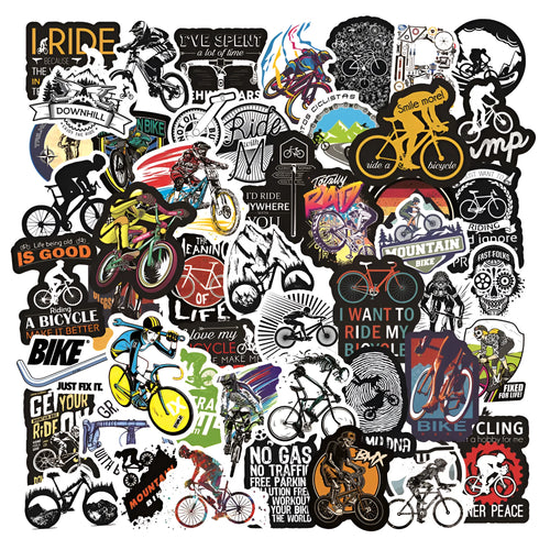 Pack of self-adhesive bicycle doodle stickers for mountain bike and MTB customisation.