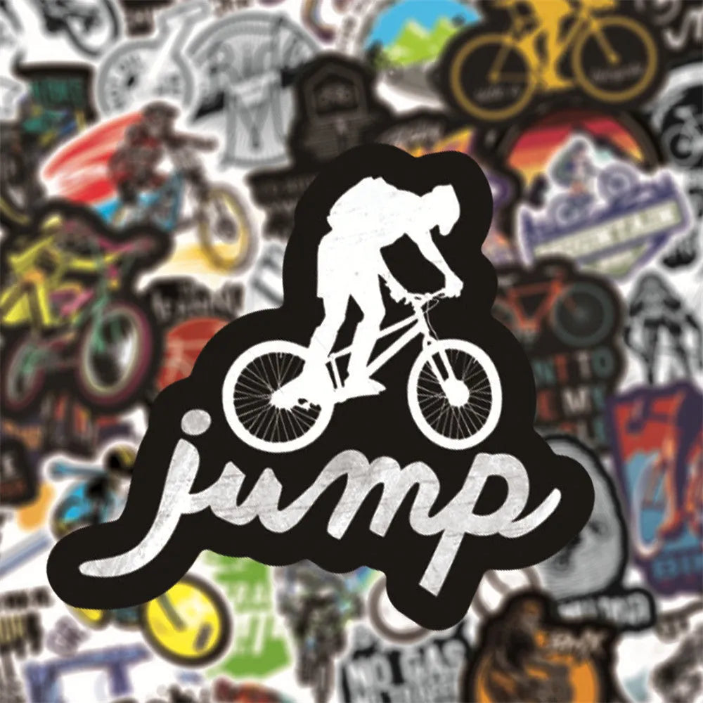 Pack of self-adhesive bicycle doodle stickers for mountain bike and MTB customisation.