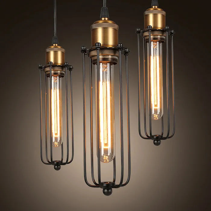 Brown iron gladiator-style chandelier with fishing line shape for ceiling installation.
