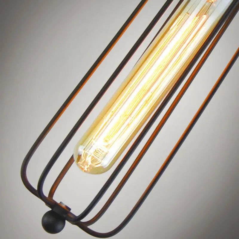 Brown iron gladiator-style chandelier with fishing line shape for ceiling installation.