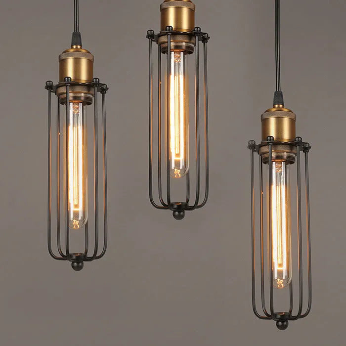 Brown iron gladiator-style chandelier with fishing line shape for ceiling installation.