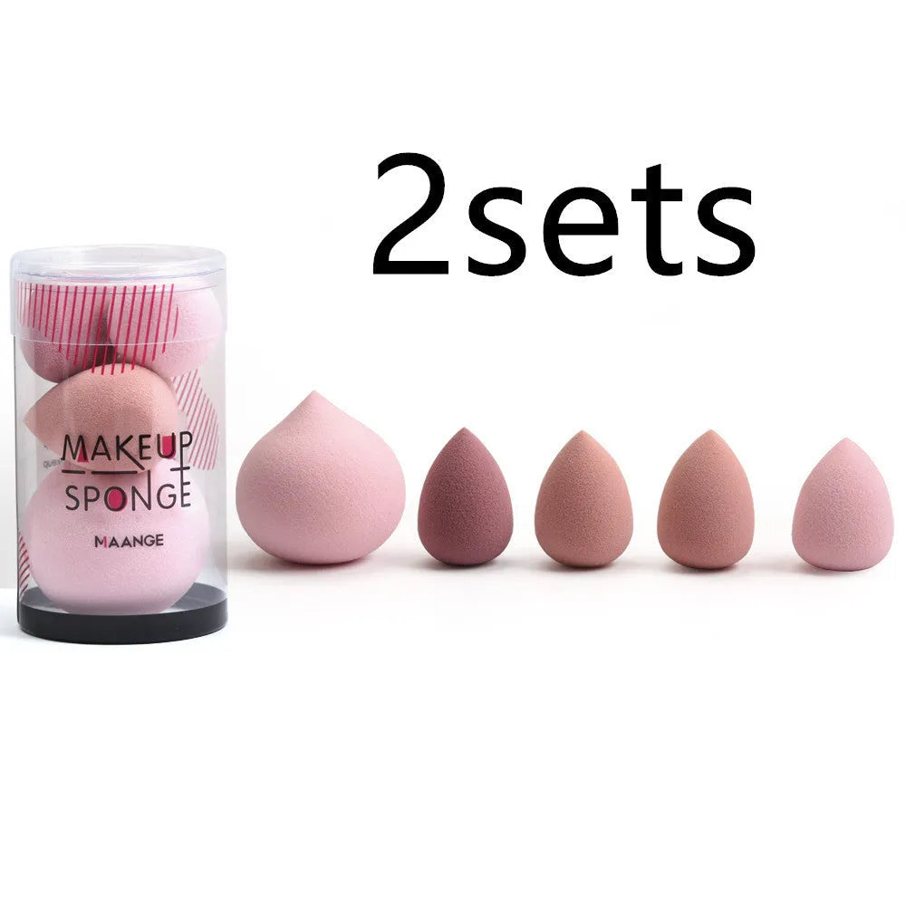 5 pack mini beauty eggs makeup sponges in blue, pink, and purple with multi-surface design