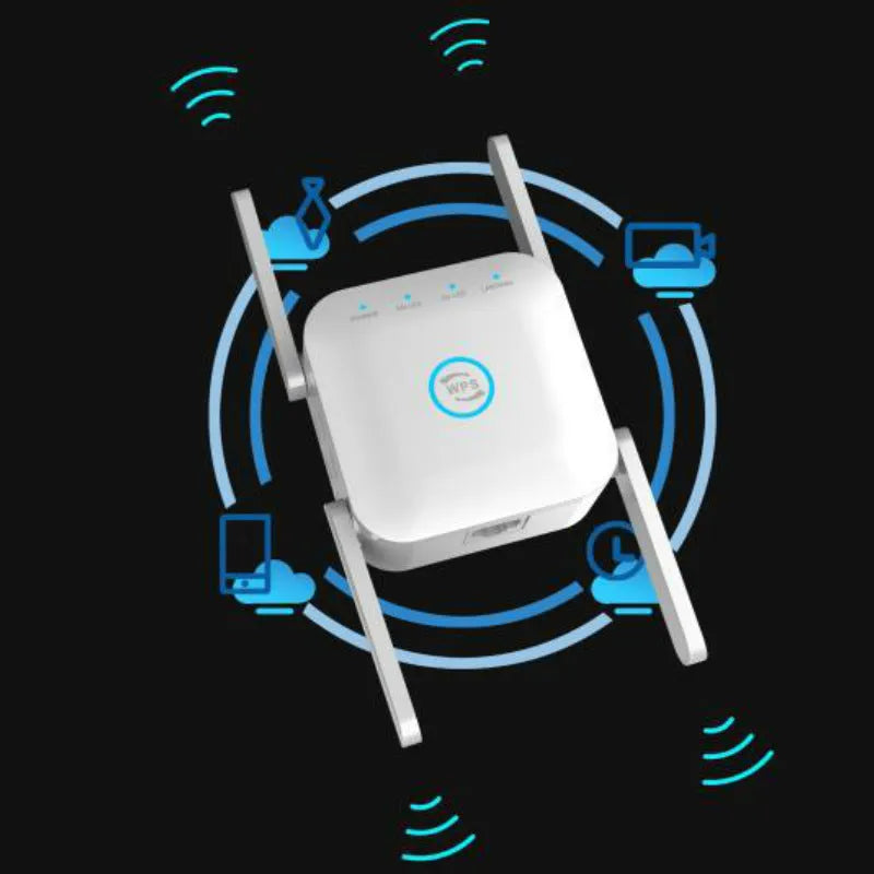 PIXLINK AC24 white and black dual band wireless WiFi extender router with lightning protection