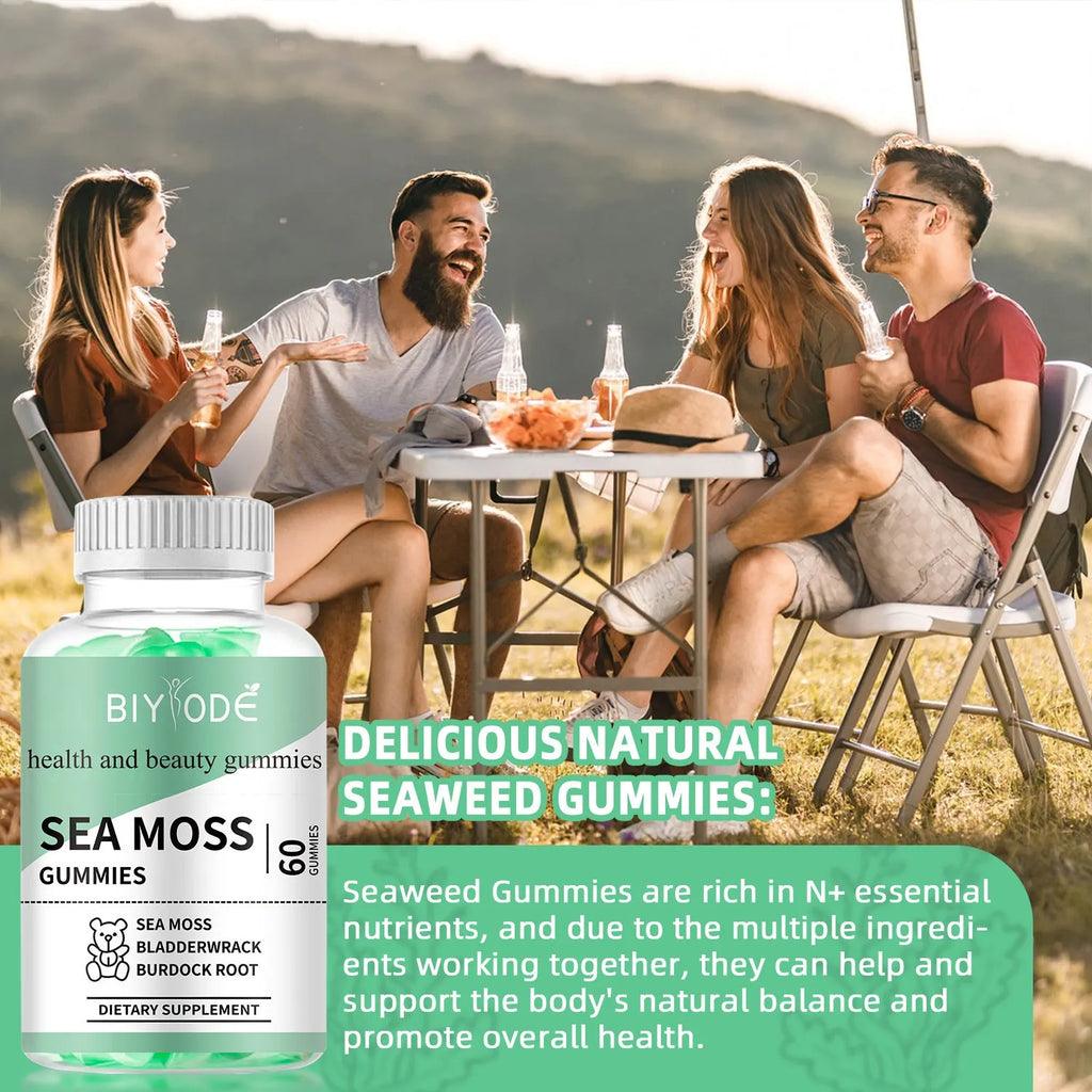 Halal sugar free sea moss gummy supplement 60 gummies organic Irish sea moss extract digest support