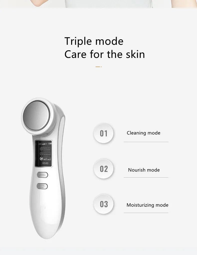 White iontophoresis personal care beauty machine with stainless steel head for facial skin rejuvenation home use