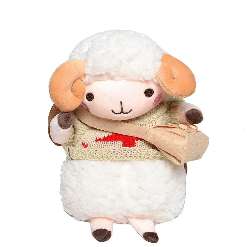 Little Sheep plush crossbody bag in blue with square shape and lamb pattern