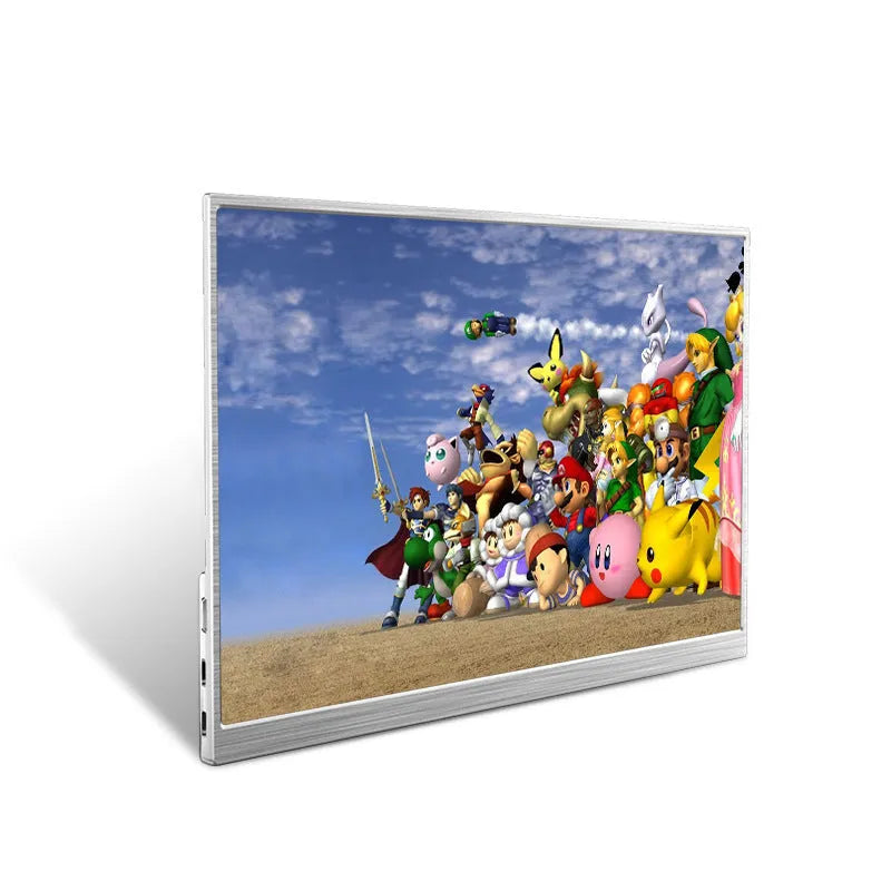 15-inch portable IPS monitor on a desk with HDMI and USB cables