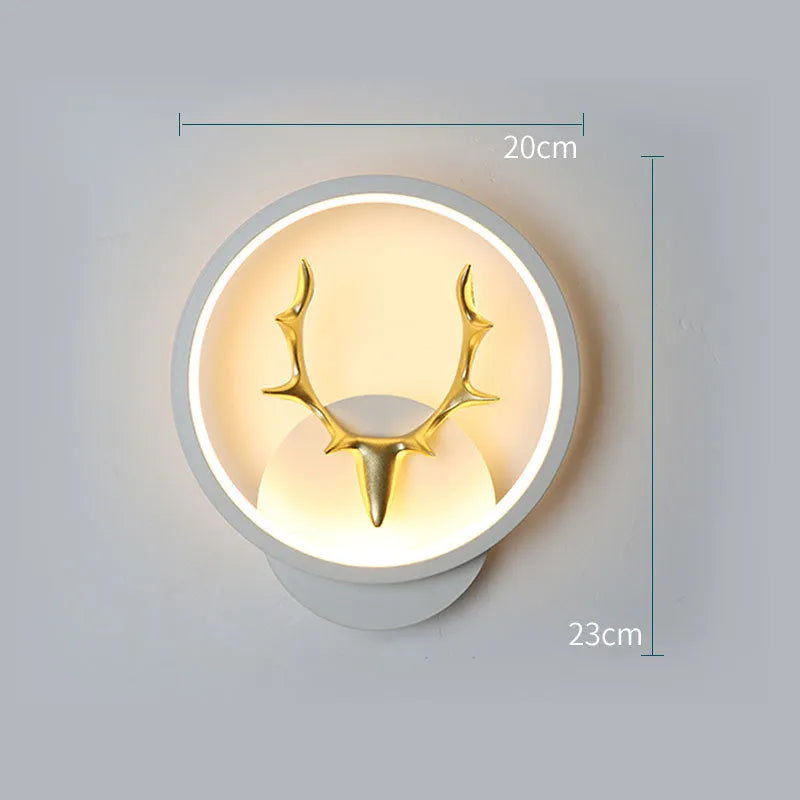Deer antler shaped wall lamp with remote control and dimmable LED lighting in three colour temperatures