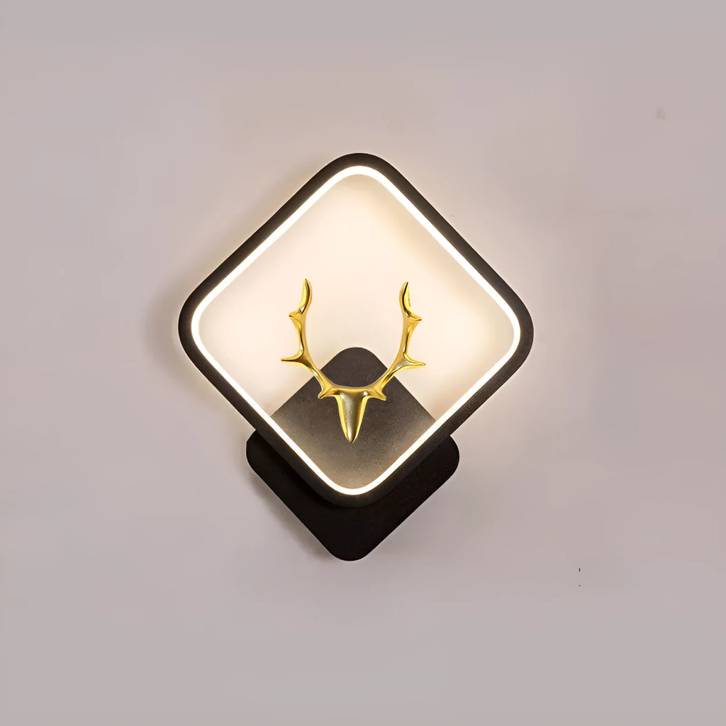 Deer antler shaped wall lamp with remote control and dimmable LED lighting in three colour temperatures