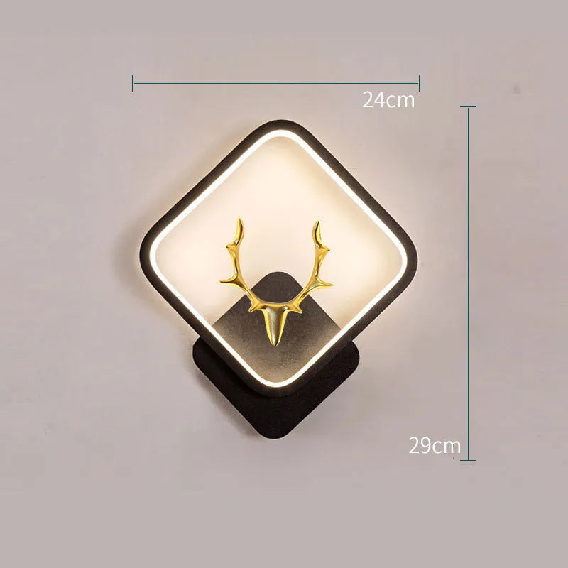 Deer antler shaped wall lamp with remote control and dimmable LED lighting in three colour temperatures