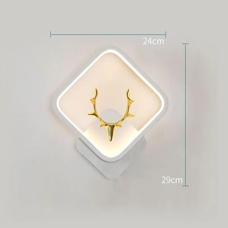 Deer antler shaped wall lamp with remote control and dimmable LED lighting in three colour temperatures