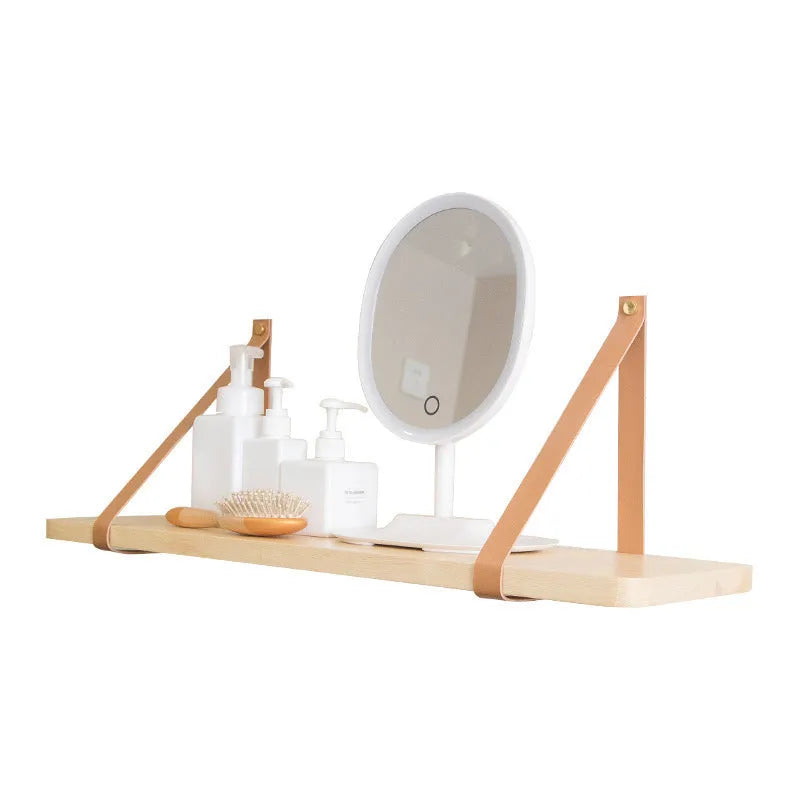 Pine wood wall mounted storage rack with Nordic style design for organising household items