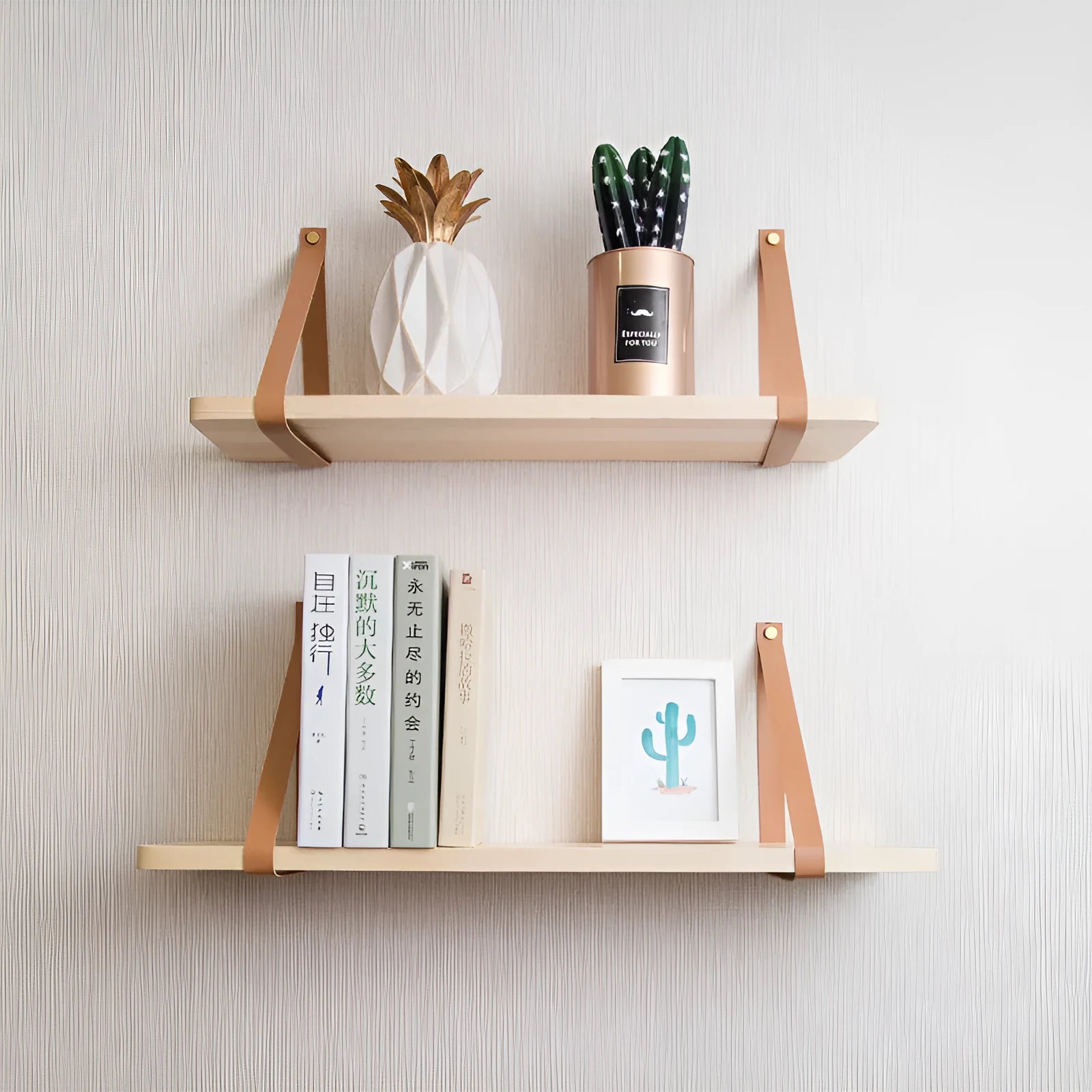 Pine wood wall mounted storage rack with Nordic style design for organising household items