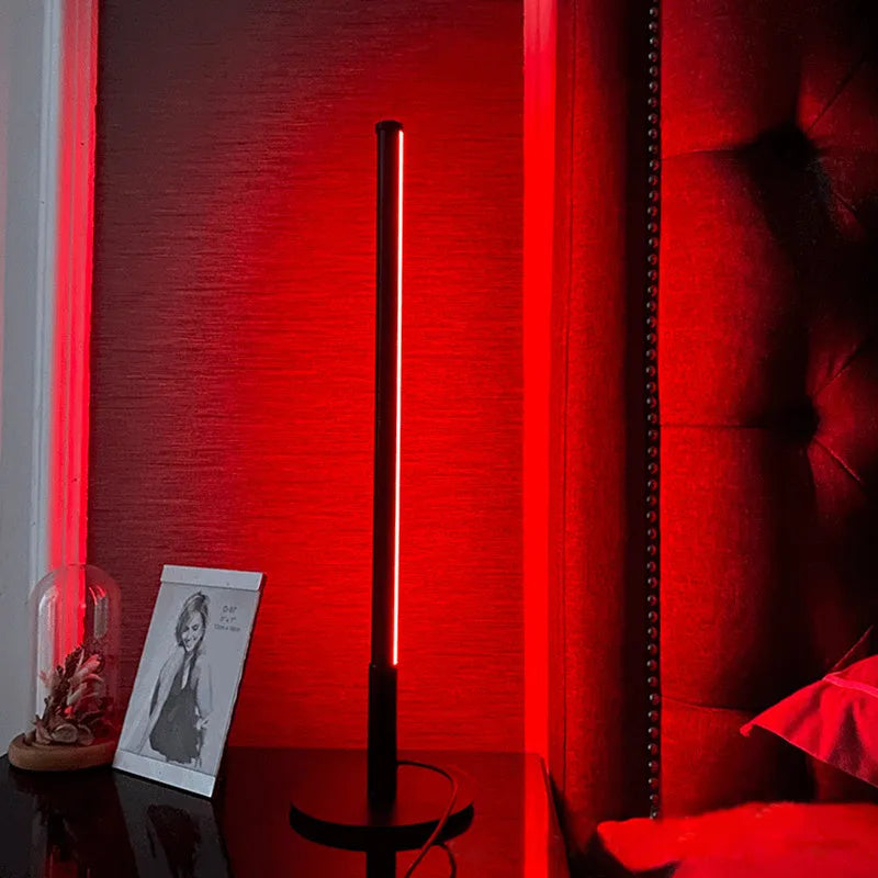 Nordic minimalist RGB LED bedside table lamp with touch remote control in black or gold finish