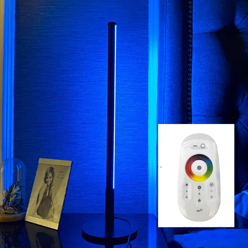 Nordic minimalist RGB LED bedside table lamp with touch remote control in black or gold finish