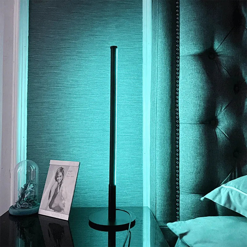 Nordic minimalist RGB LED bedside table lamp with touch remote control in black or gold finish