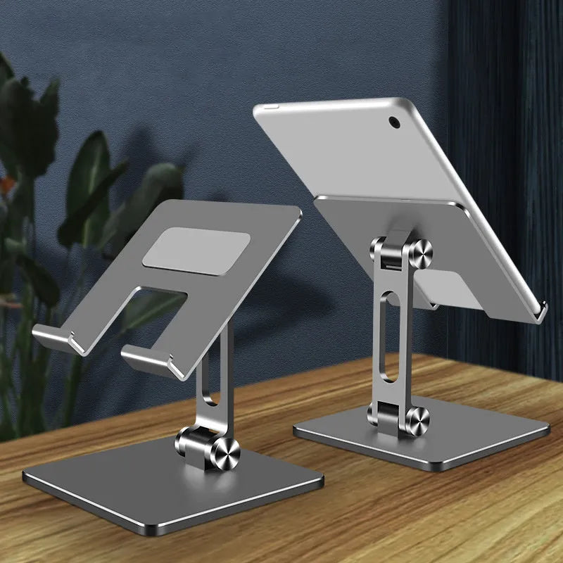Aluminium alloy and silicone folding tablet stand with 180° adjustment angle, compatible with iPad and Huawei devices