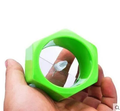 Yellow and green ABS plastic spiral vegetable cutter for cucumber slicing with 8cm diameter