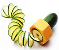 Yellow and green ABS plastic spiral vegetable cutter for cucumber slicing with 8cm diameter