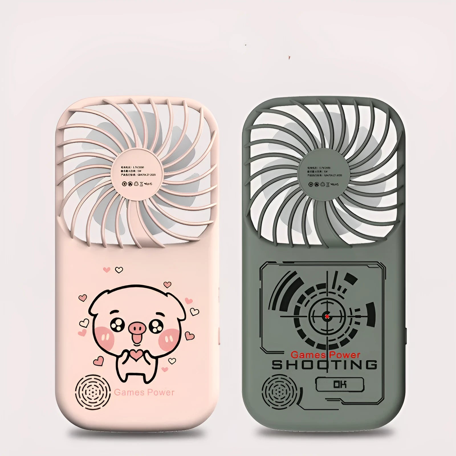 Mini handheld game console with built-in fan, 2.8-inch screen, in Dark Green colour with trendy printed back