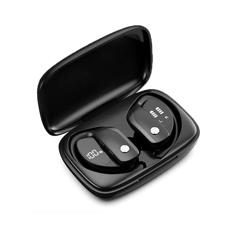 NVAHVA Bluetooth wireless earbuds in black with hanging ear design for sport true wireless stereo