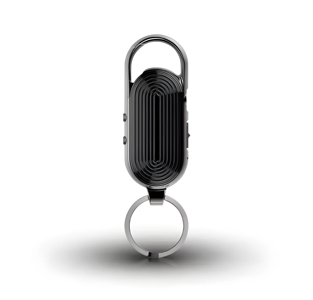 Black zinc alloy voice control recorder with USB port and recording buttons