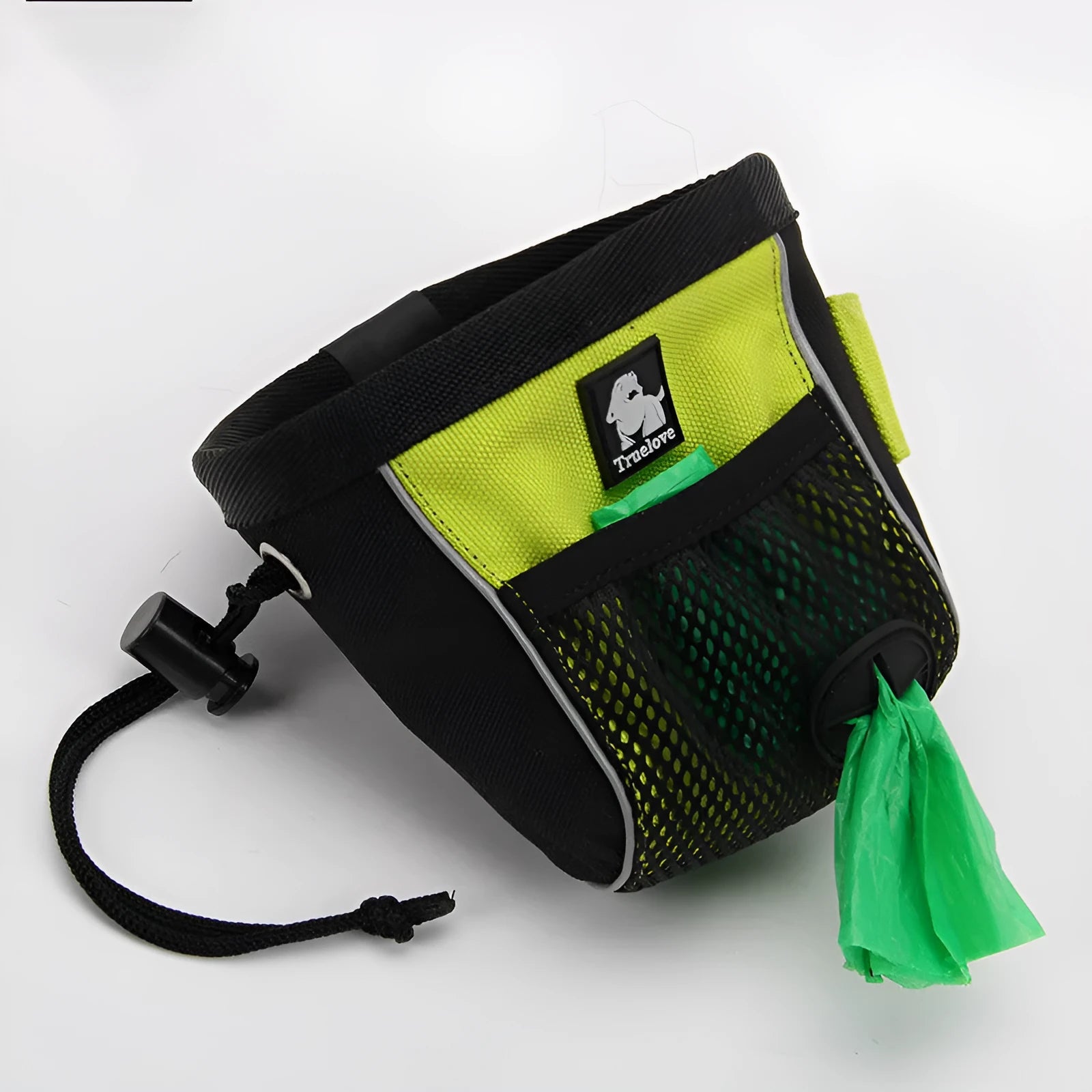 True Love brand dog training waist bag in orange with removable rubbish bag, shown on a waist