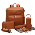 New Pu leather mommy bag large capacity 36-55L black brown backpack with stroller hooks and accessories