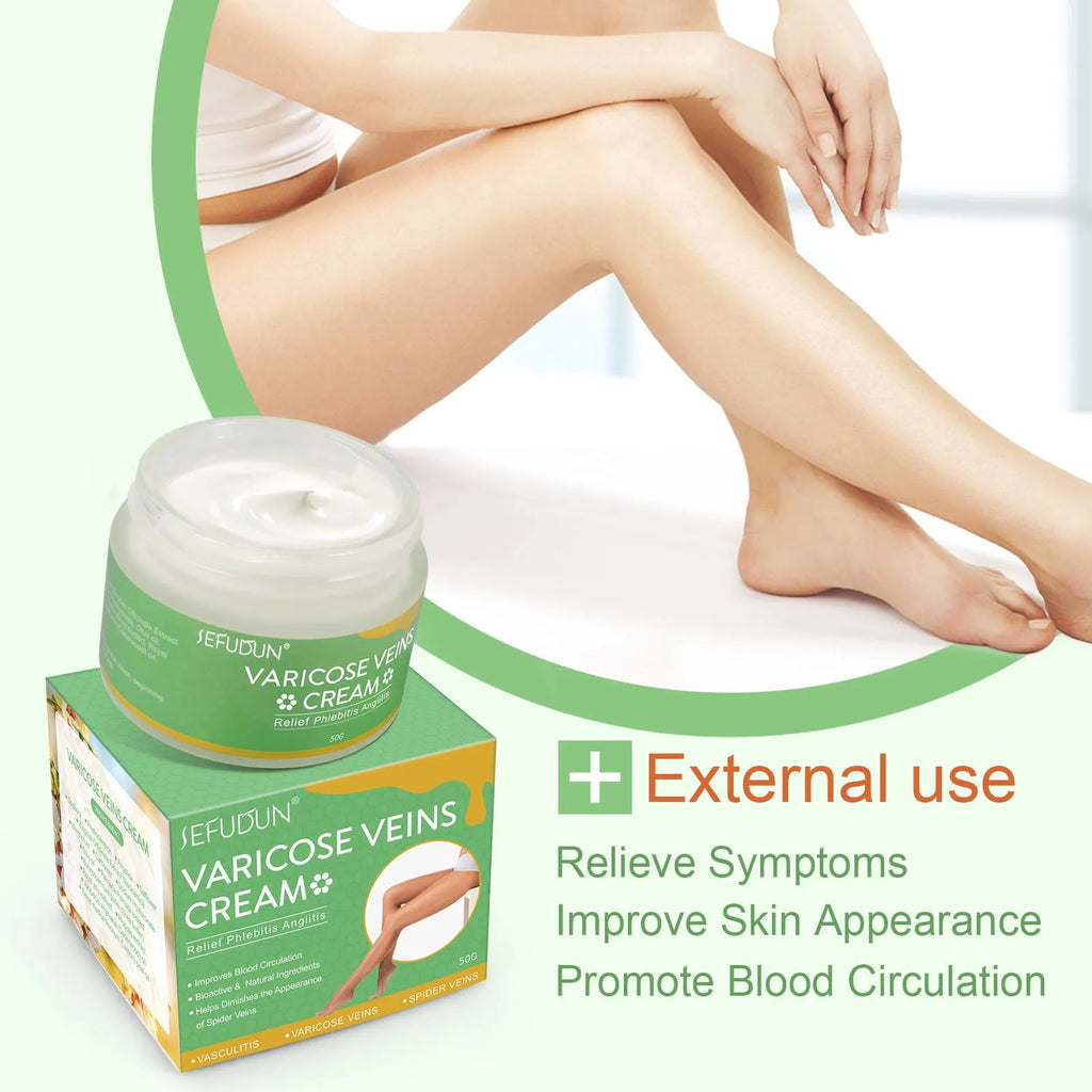50g pot of vein cream with natural ingredients for varicose vein relief