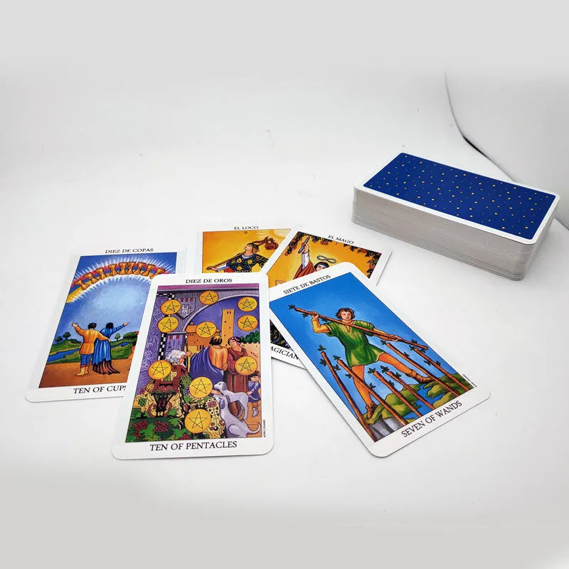English version fate divination tarot card deck 78 cards 6x10.3cm Spanish Tarot colour box packaging