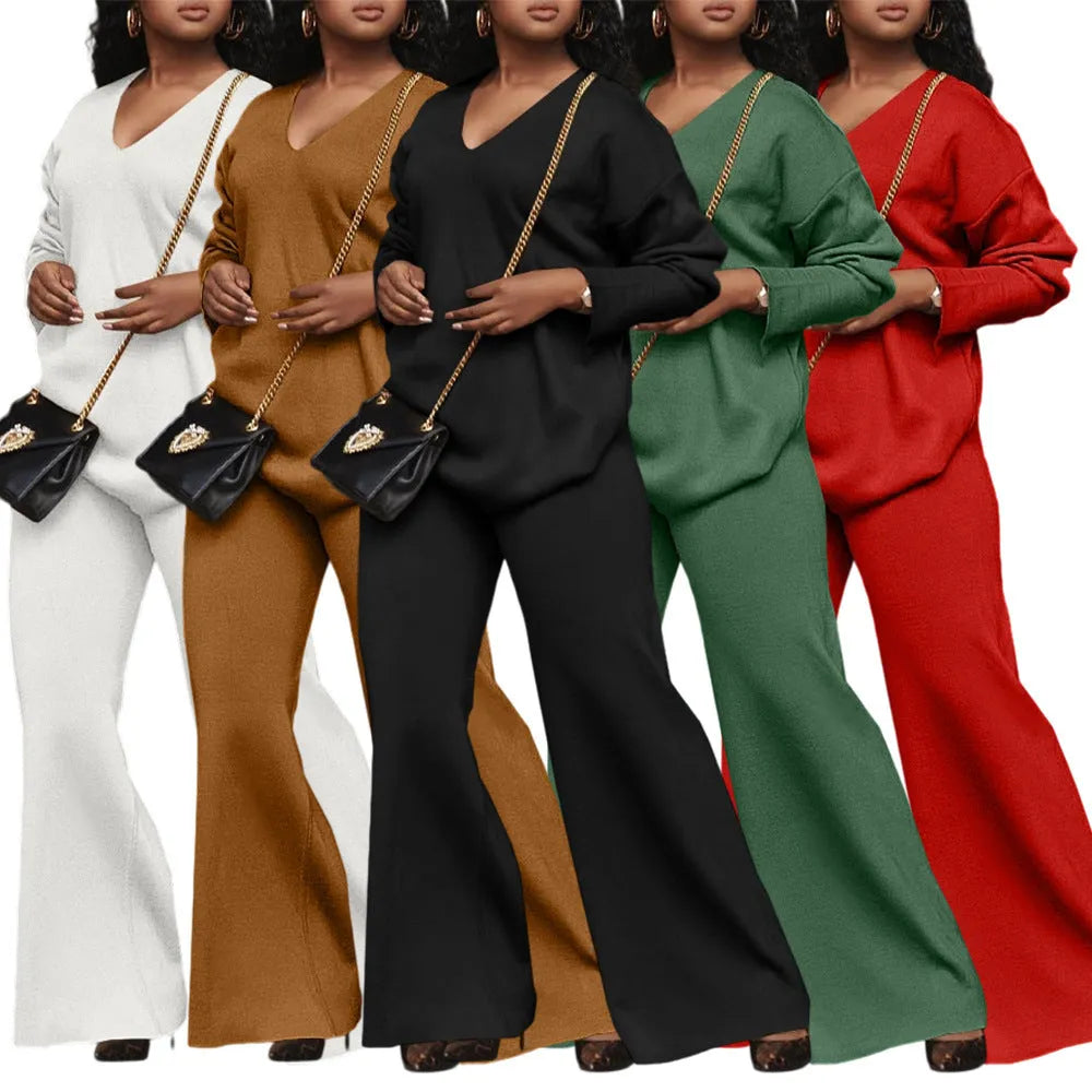 Women's brown suede velvet two-piece suit with split sleeves and matching trousers in Japanese casual style