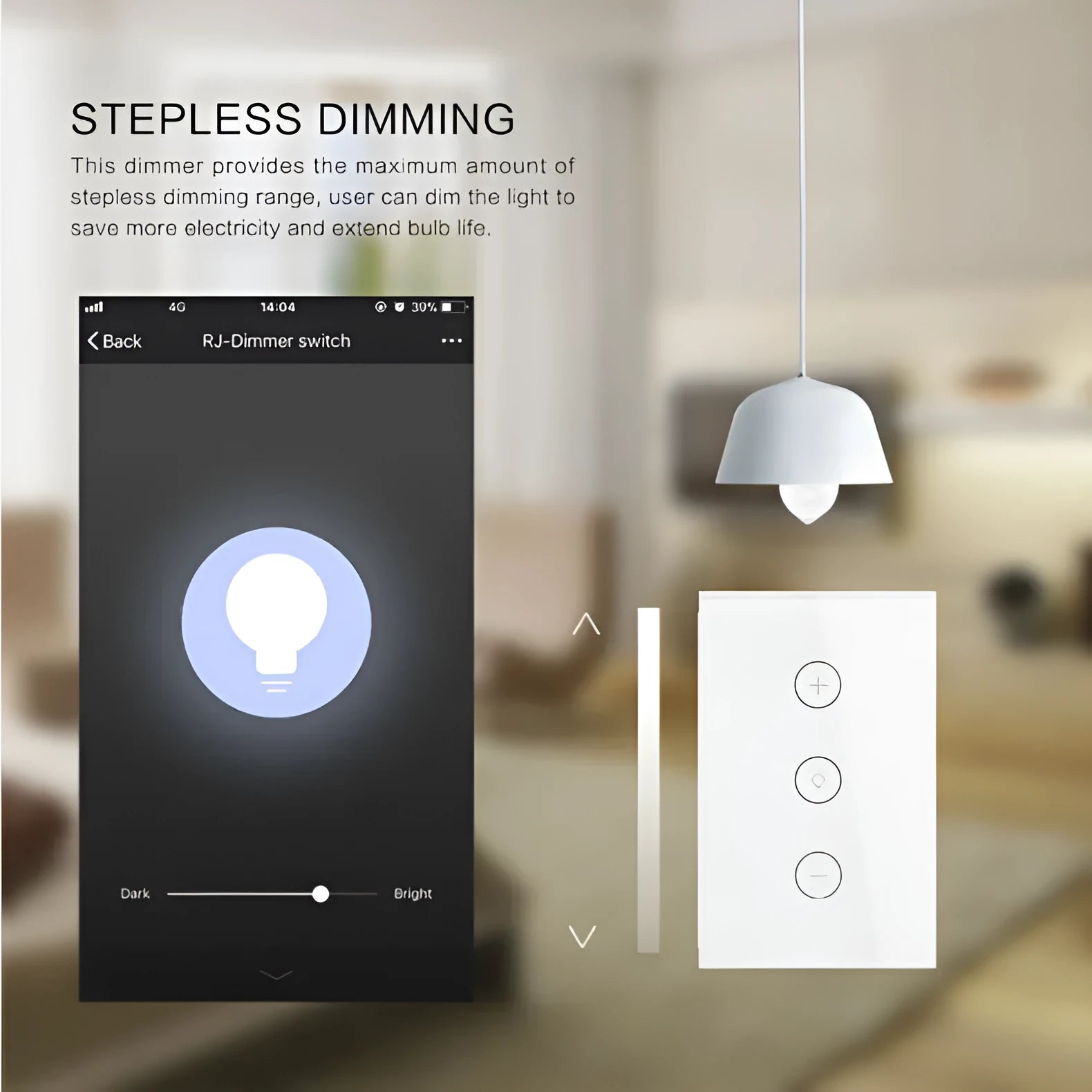 120-type smart dimmer switch with glass touch panel in black or white, showing WiFi and Alexa compatibility labels