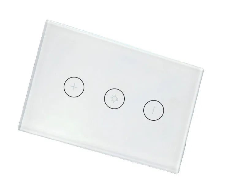 120-type smart dimmer switch with glass touch panel in black or white, showing WiFi and Alexa compatibility labels